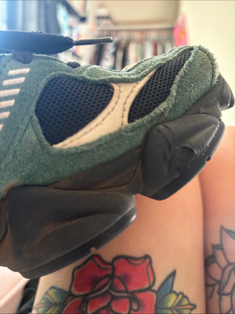 New Balance 9060 Green and Black Athletic Sneakers - Picture 10 of 11